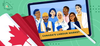 AI Healthcare and Skilled Trades banner featuring Canada flag and image of multiple employees on a tablet