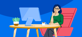 Illustration of woman sitting at computer