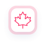 An outline of a red maple leaf