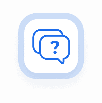 A question mark in a speech bubble