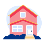 An illustration of a red two-storey house