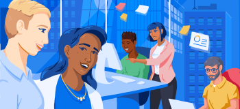 Illustration of individuals in an office